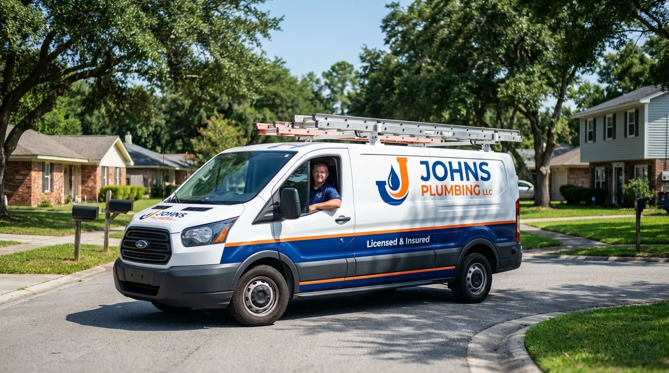 Johns Plumbing LLC service van in Sullivan City, TX