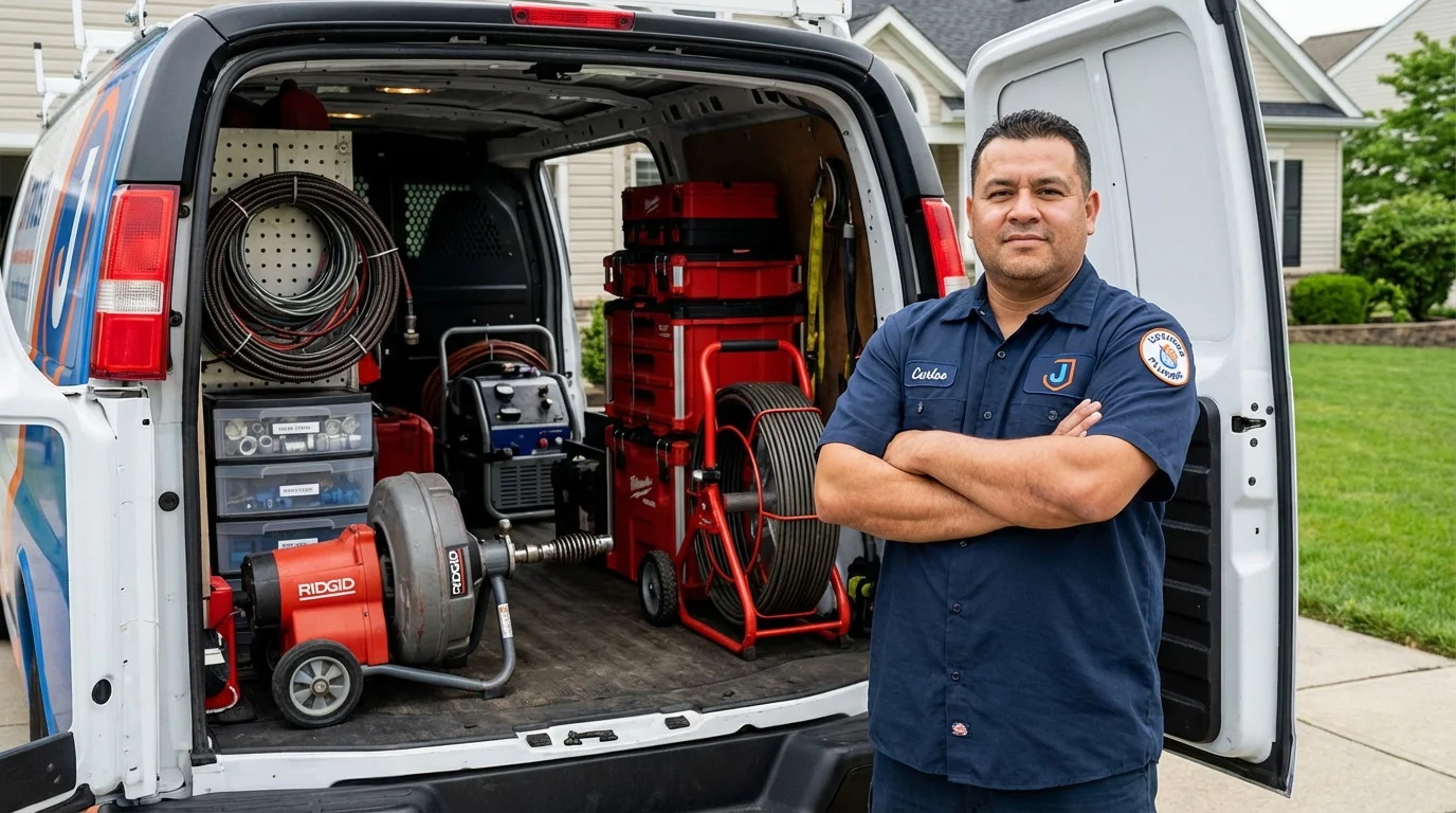 Professional drain cleaning equipment and Johns Plumbing LLC plumber in Sullivan City
