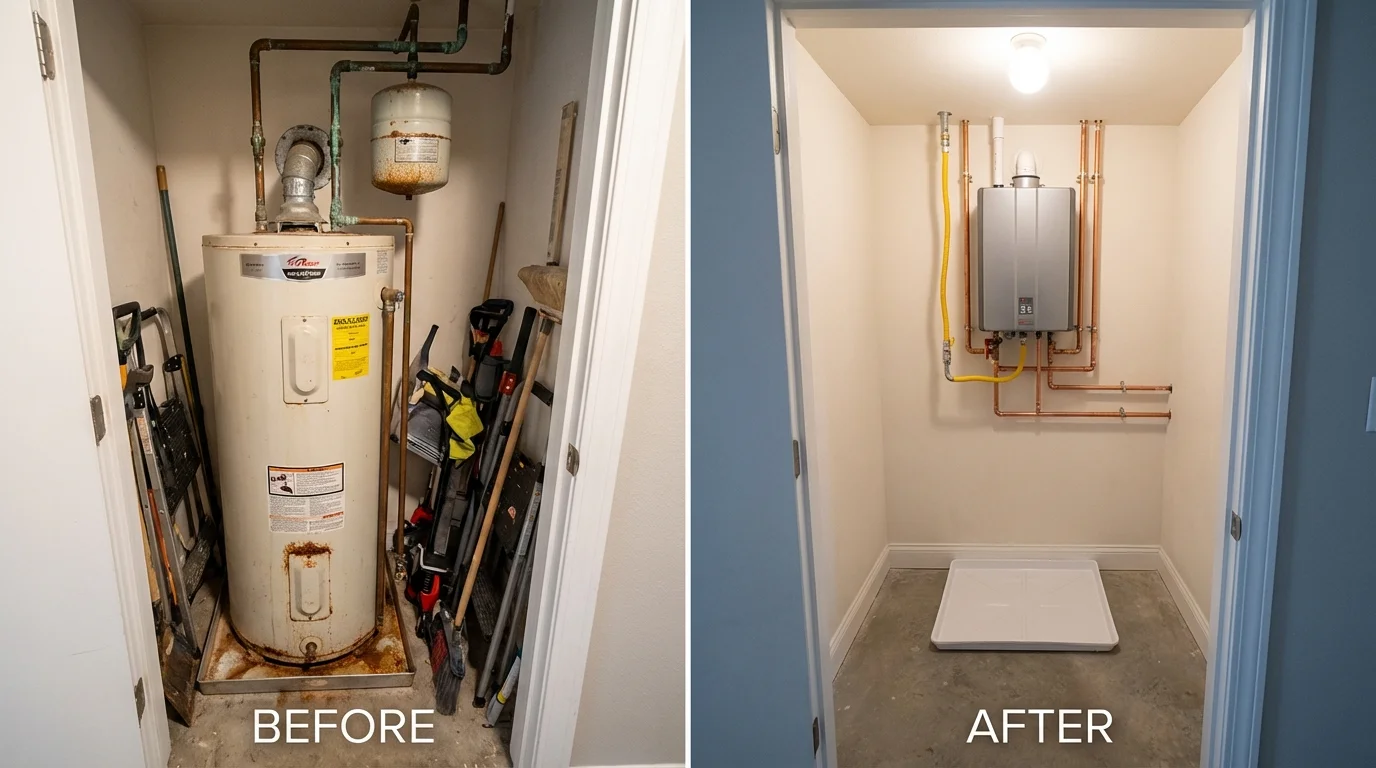 Tank water heater versus wall-mounted tankless unit comparison for Sullivan City, TX homeowners